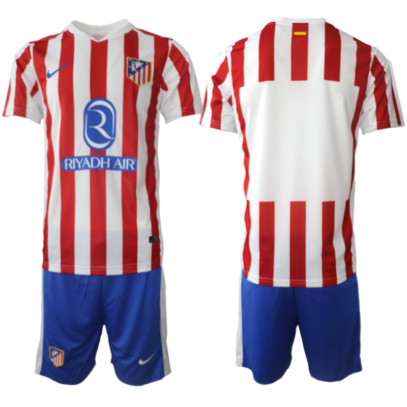 Men 2025-2026 Club Atletico Madrid home Blue Blank Soccer Jersey